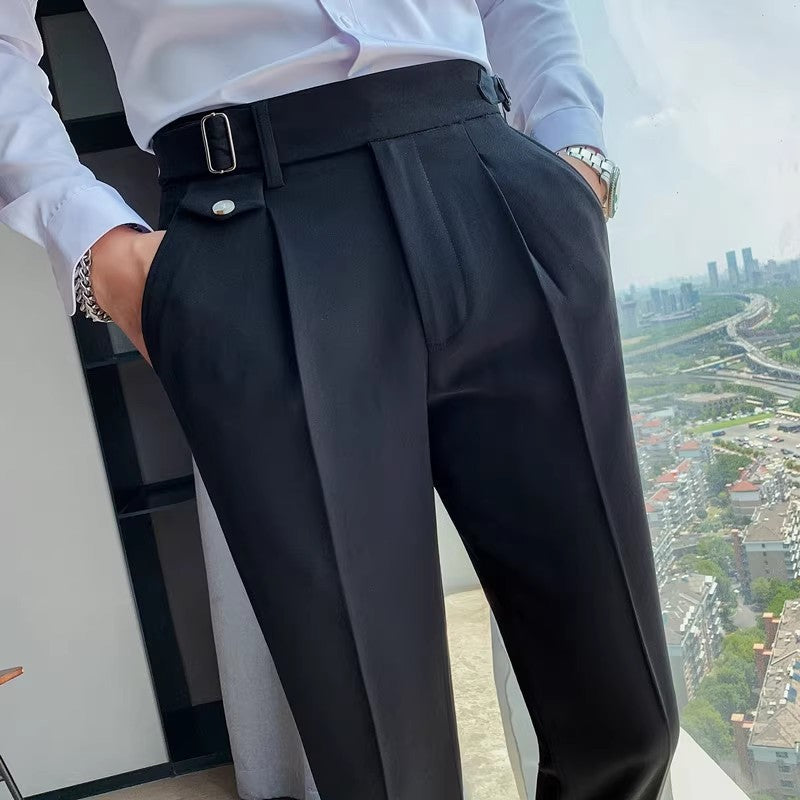 New Men's Suit Pants England Style Smart Casual Solid Slim Fit Straight Dress Pants For Men Formal Trousers Mens Clothing 2024