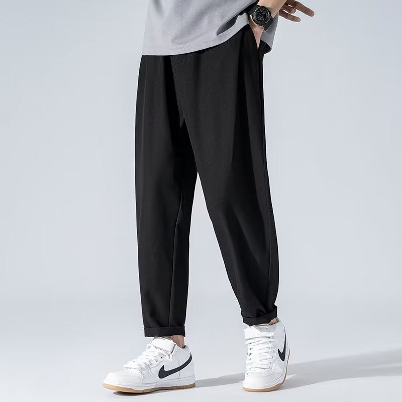 men's drape long pants, Korean version trend slim fit small foot casual pants, men's spring and autumn straight leg suit pants