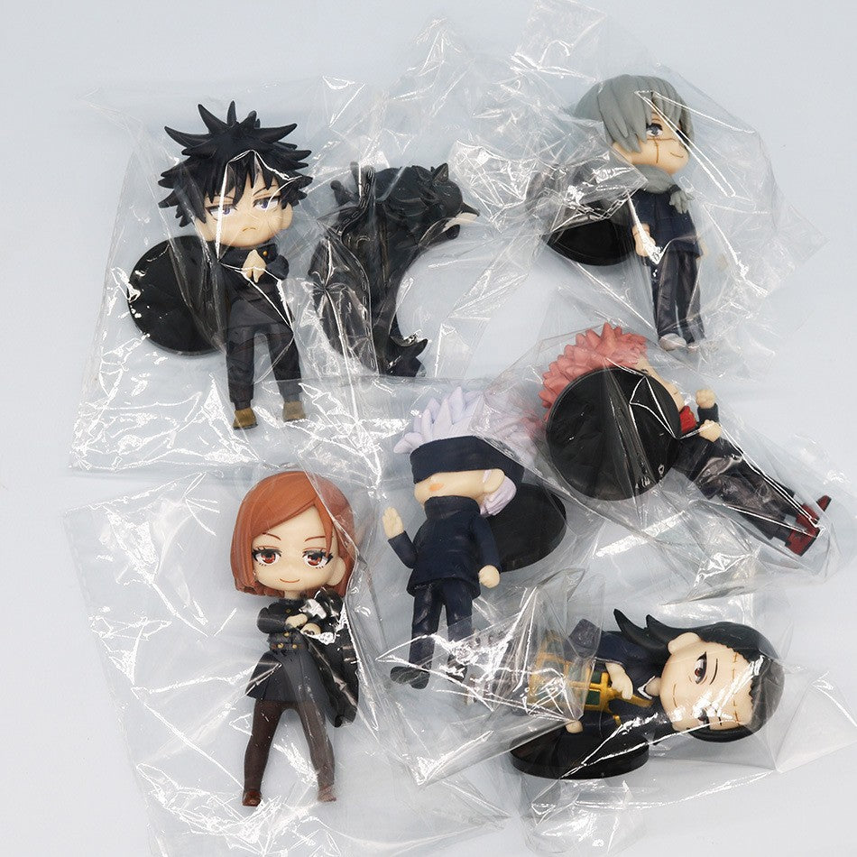 7 Peças/Pacote Q Posket Jujutsu Kaisen 9cm Boneco Satoru Gojo Itadori Yuji Geto Suguru Nobara Megumi Coleção Personagens Enfeites