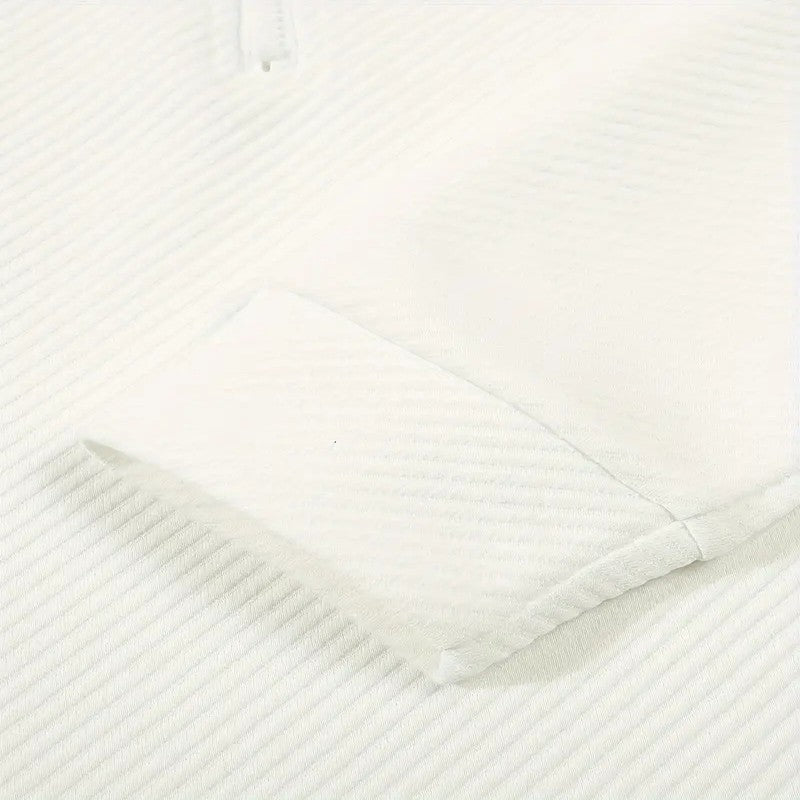 Men's Business Casual Polo Long Sleeve T-shirt spring and autumn Twill jacquard zipper polo shirt Comfortable and Breathable Top