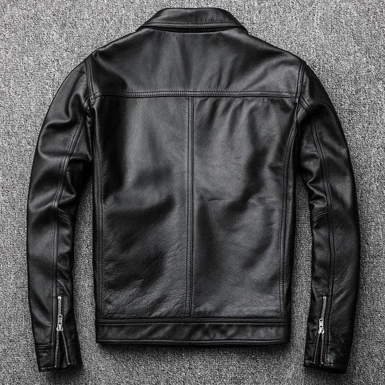 Wholesales.100% Genuine Leather jacket.Classic casual black Men cowhide clothes.quality plus size leather coat.Father's gift