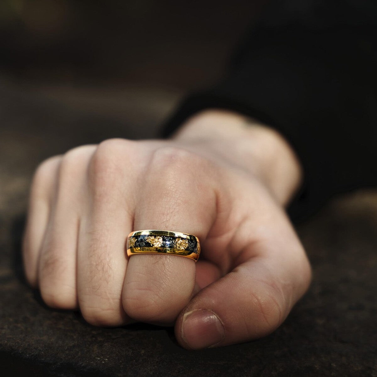 Anel de tungstênio meteorito 8MM anéis masculinos de noivado joias da moda alianças de casamento masculinas anéis de noivado presentes
