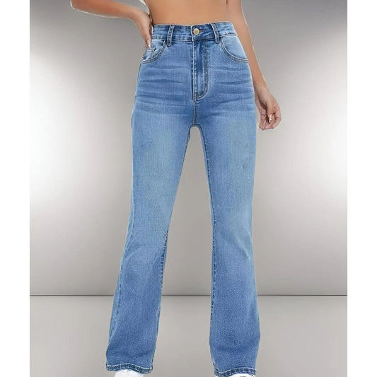 New Women's Spicy Girl Wrapped Hip Bell Bottom Pants Casual Versatile High Waist Washed Denim Trousers For Women