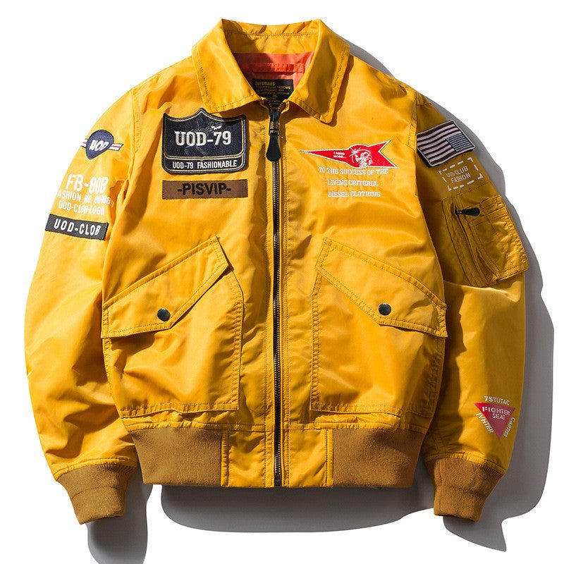 Spring Autumn Male Jackets Thin Army Green Motorcycle Ma-1 Aviator Pilot Air Men Bomber Jacket Embroidery Lapel All-Match