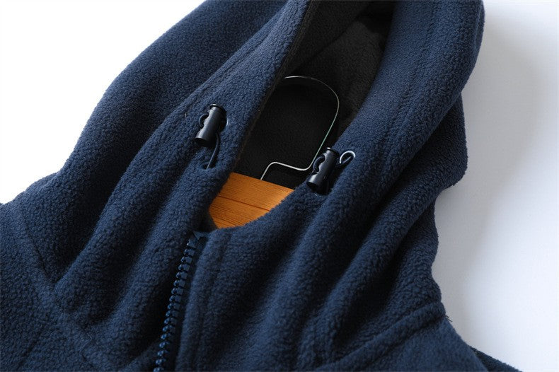 2024 Brand Winter Fleece Jacket Men's Casual Thickened Wool Jacket high quality Design Warm Fashion Hooded Coat Outdoor Ski Suit