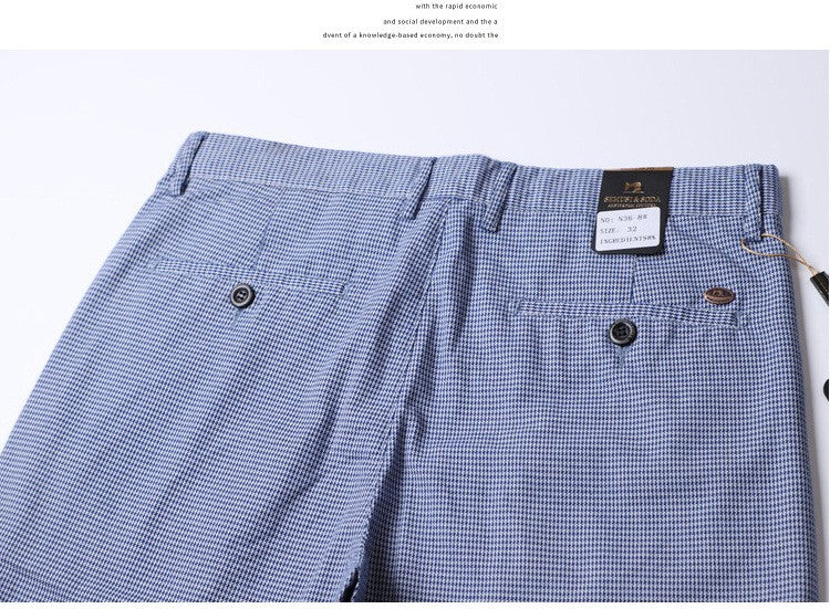 Summer Plaid Pants Men Slim Blue Suit Pants Men Stretch Business Formal Trousers Men