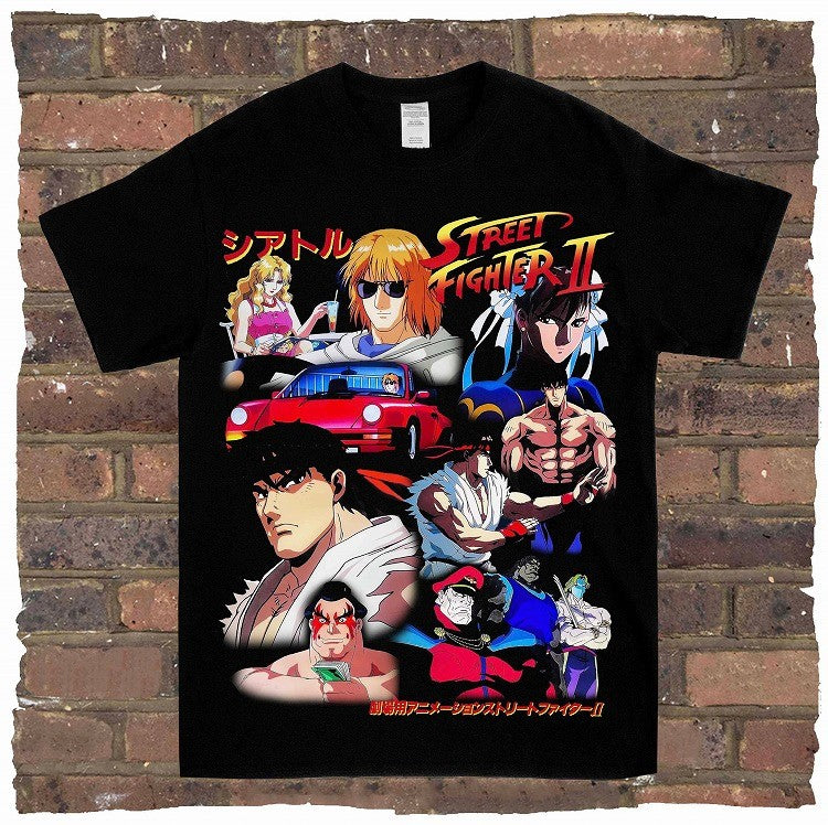 Game Spring Street Fighter, Rock and Rap, Loose High Street, High-quality Men's T-shirts, Women's T-shirts, Couple Styles
