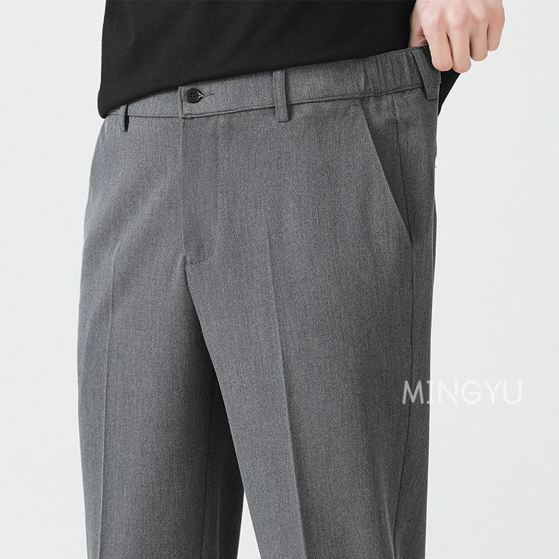 High Quality Lyocell Blend Summer Ankle Length Pants Men Business Elastic Waist Formal Suit Korean Social Work Trousers Male 40
