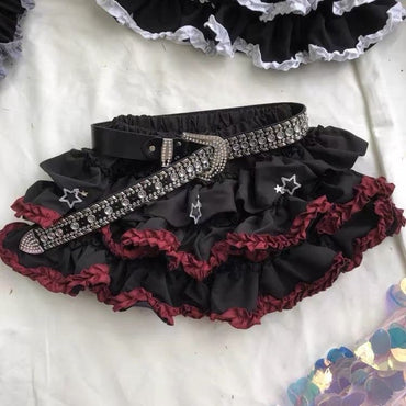 Punk Skirt Cross Woman Clothing Short Dress Goth 90s Y2K Kawaii Vintage Japan Harajuku Ball Gown Grunge Fashion Summer Hot Girl