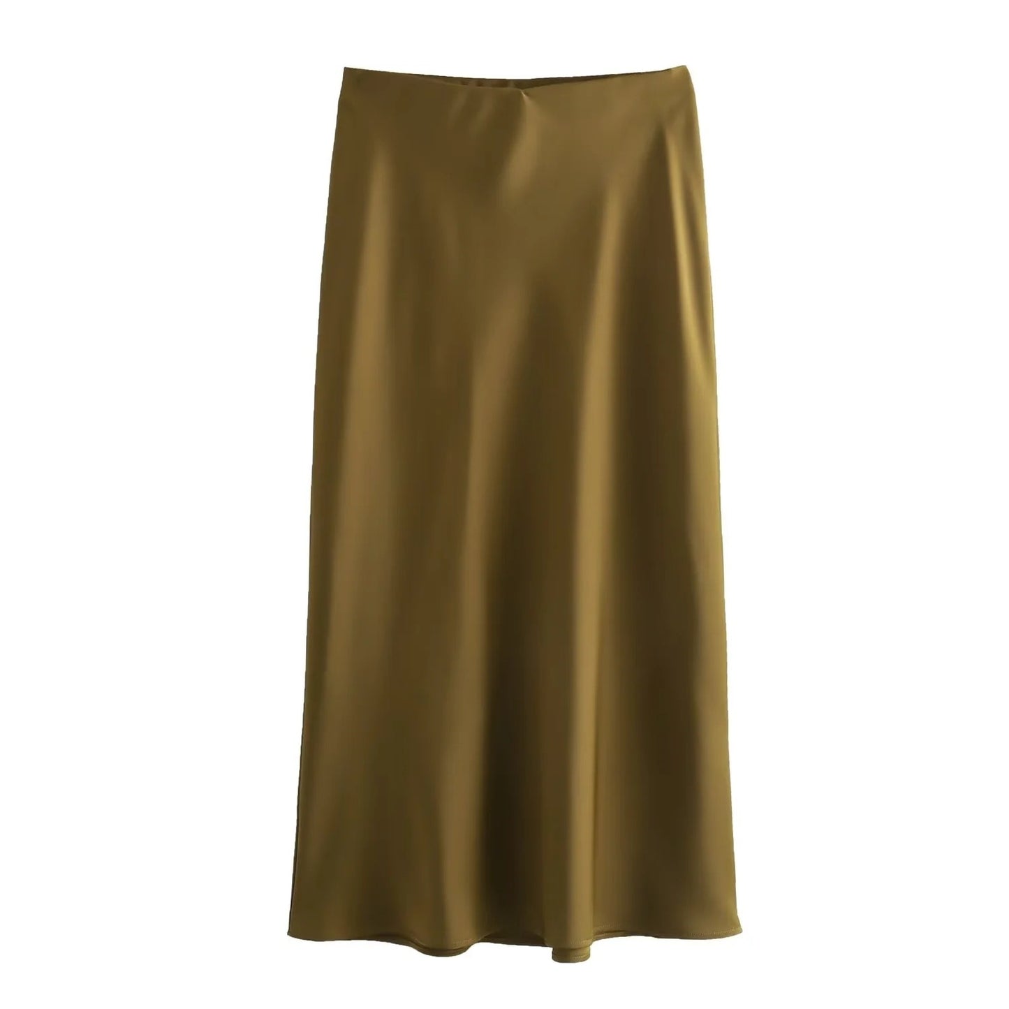 XNWMNZ Women's Fashion 2023 Flowing Satin Midi Skirt Women Vintage Elastic High