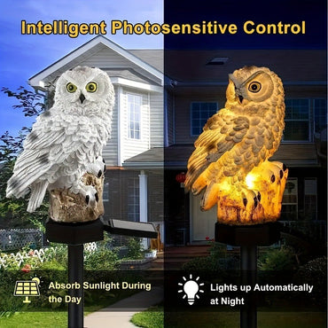 1pc Solar-Powered LED Owl Garden Stake Light - Realistic Outdoor Landscape Lighting with Automatic Switch