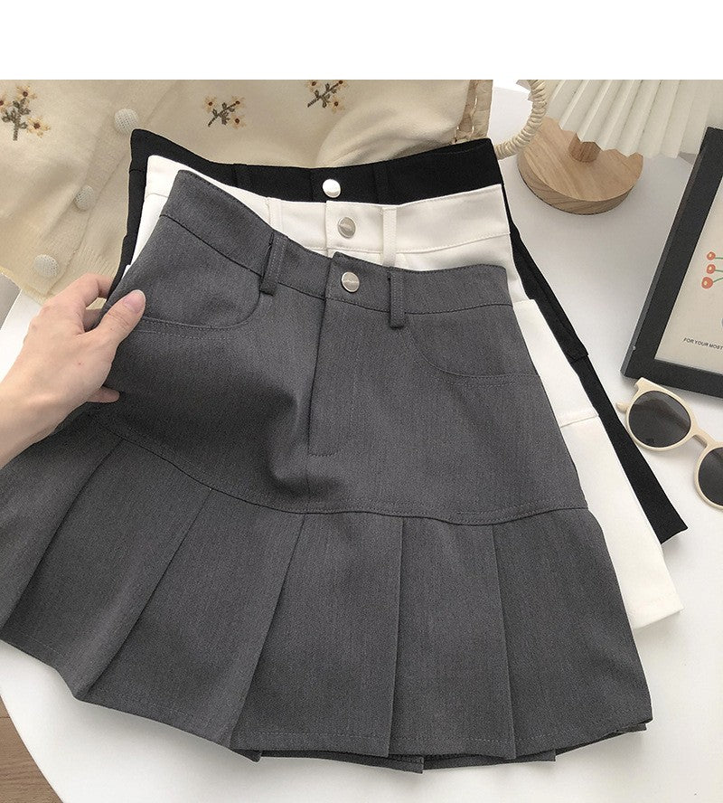 Y2K Vintage High Waist Pleated Skirt Women College Style Uniforms Safety Pants M