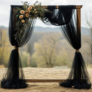 2pcs 8meter Black Polyester Tulle Draping Fabric Wedding Arches Birthday Parties & Stage Decor Christmas Halloween St. Patrick's