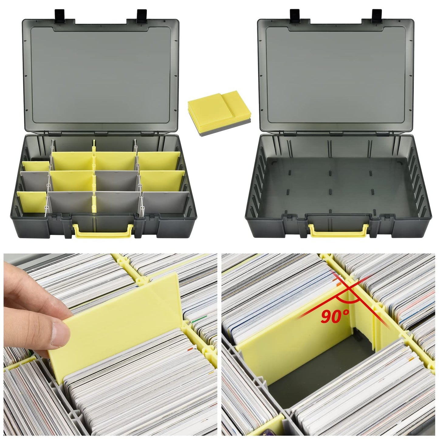Caixa de armazenamento de cards de troca, porta-cartas de baralho para mais de 2300 cards, organizador compatível com PM TCG/para Yugioh/para CAH/para Phase 10