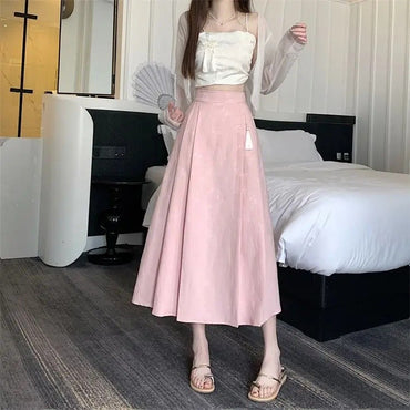 Elegant Embroidered High Waist Midi Skirt Women's New Chinese Style A- Line Half Body Skirt for Summer Fashionable Versatile