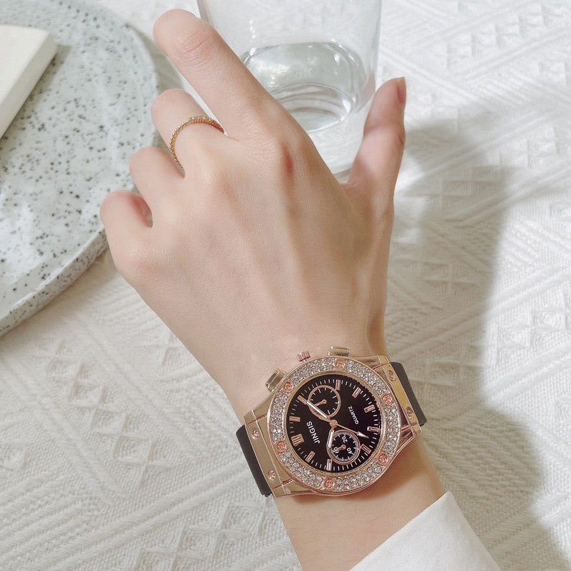 New Women Watches Fashion Silicone Quartz Watch All-Match Men's and Women's Same Diamond Watch Neutral Watch Alloy Student Watch