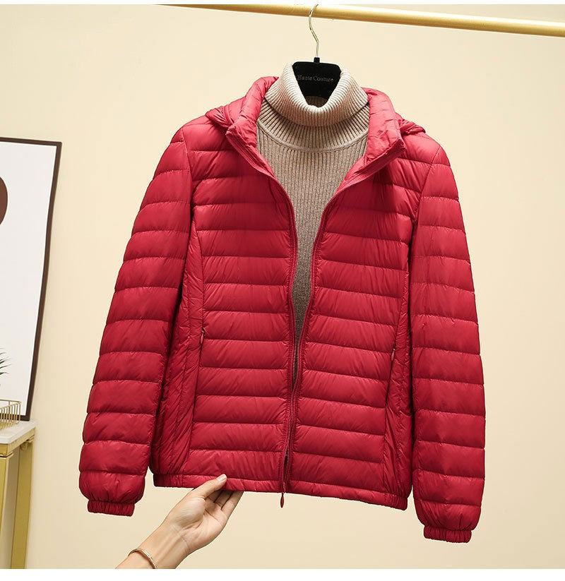 Schinteon Women Ultralight 90% White Duck Down Jacket with Removable Hood Autumn Winter Thin Outwear Portable Storage 2024 New