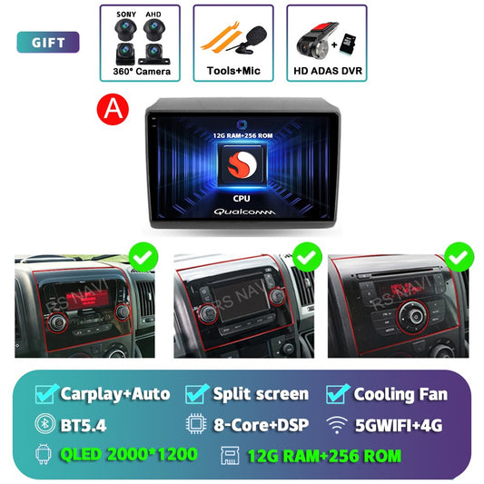 Android 15 Car Radio For Fiat Ducato Peugeot Boxer Citroen Jumper 2006 -2022 Wireless Carplay multimedia Android Auto 4G