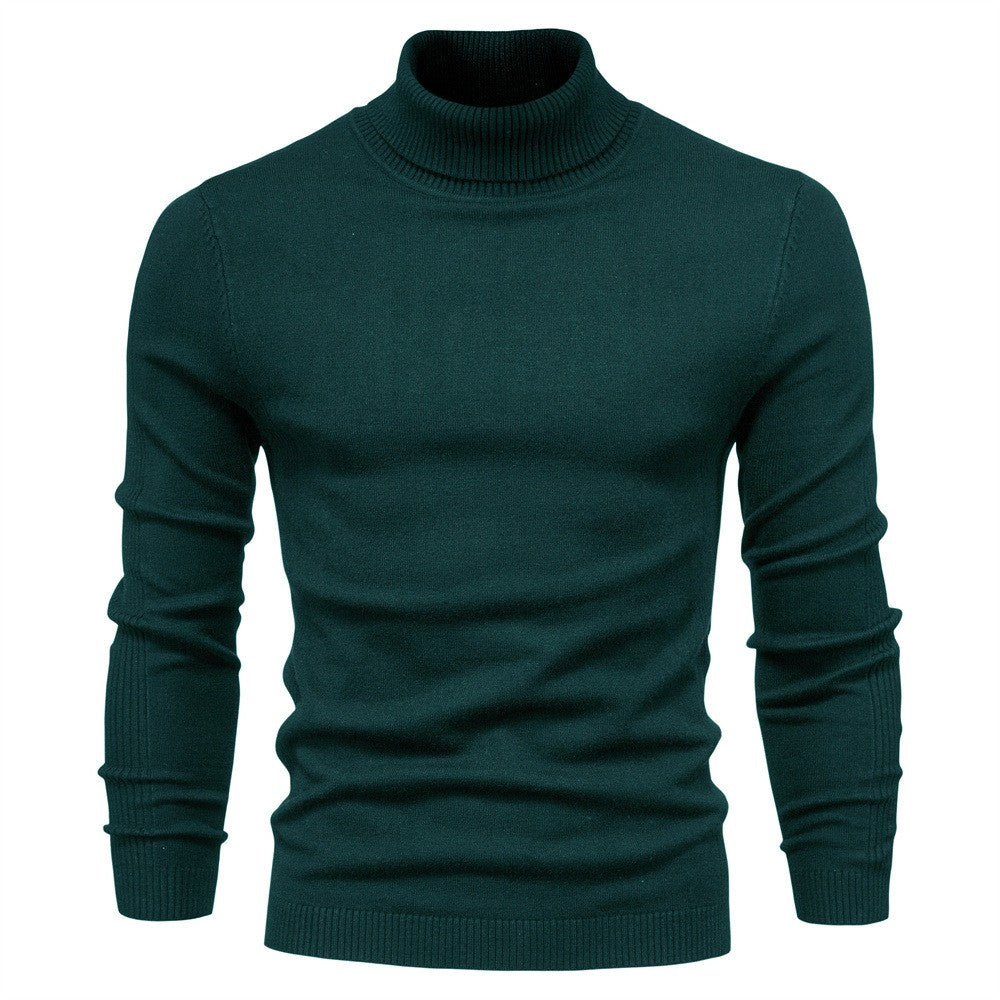 2021 New Winter Men Turtleneck Sweater Casual Solid Color Warm Pullover High Quality Slim High Neck Long Sleeve Sweater Men