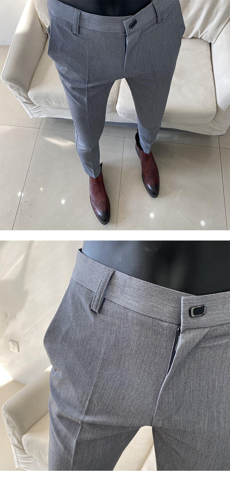 Men Suit Pant 2025 Autumn Solid Elastic Waist Dress Pants Calça Masculina Men Slim Business Office Social Ankle Length Trousers