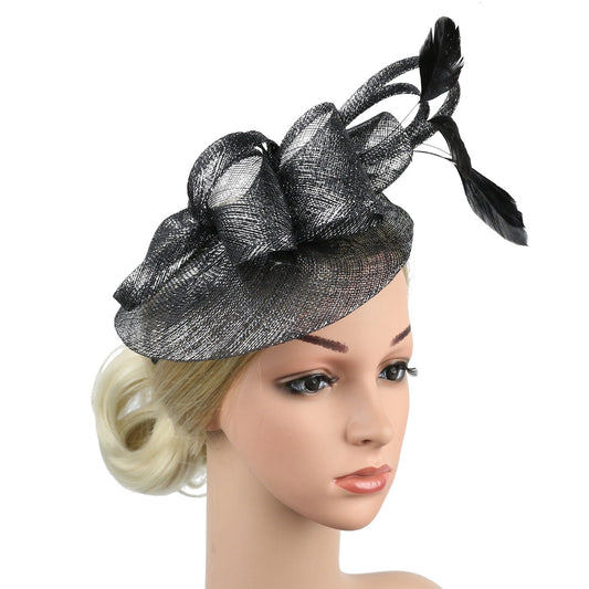 Chapéu Fascinator Feminino Pillbox Kentucky com Pena Derby Sinamay Fascinator Tiara Chapéu Fascinator para Chá para Coquetel