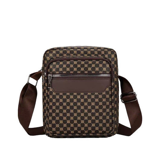 Neutral color business single shoulder bag for men and women, with spliced color shoulder straps and adjustable design.