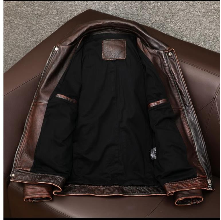 Wholesales.100% Genuine Leather jacket.Classic casual black Men cowhide clothes.quality plus size leather coat.Father's gift