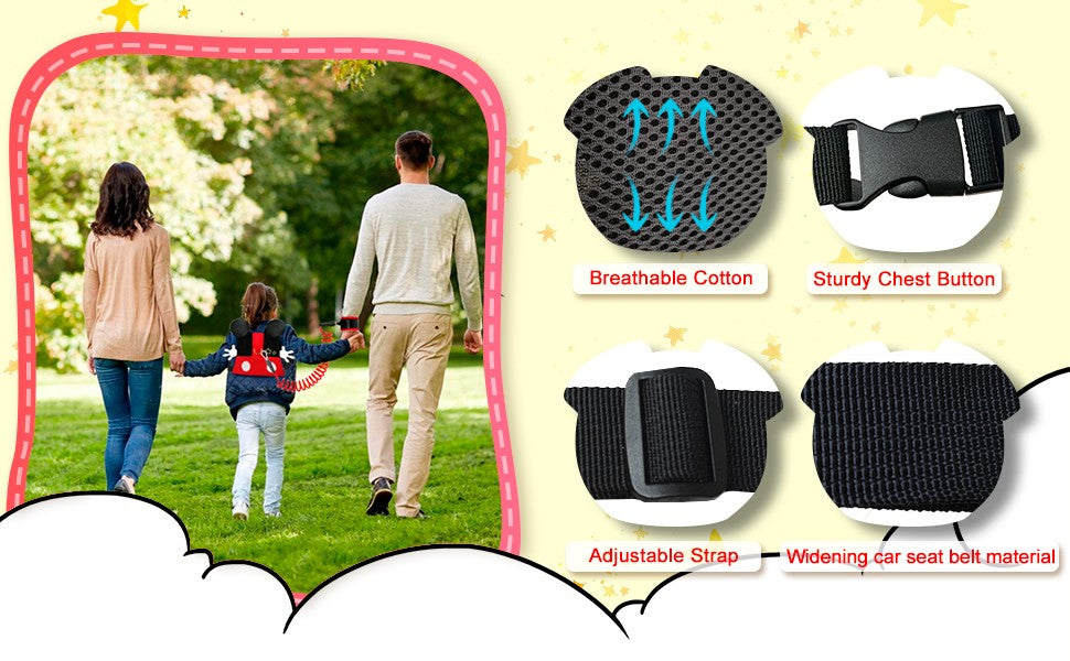 Toddler Leash Harness, 3-in-1Child Leashes for Toddlers Set-2m Kids Leashes for Toddlers&Wrist Leash for Kids(7.8 '' x 7 '')