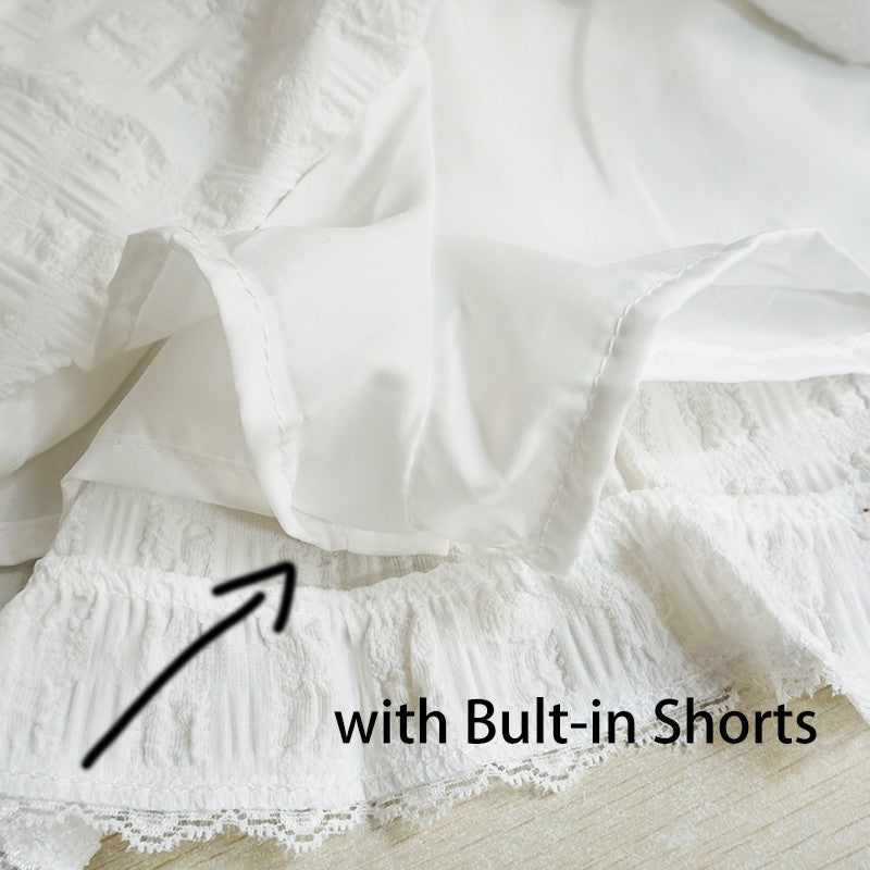 Balletcore Ruffled Mini Skirt with Lace Trim Low Rise Tiered White Skirt Summer