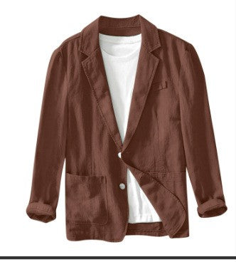 Stylish Retro Linen Blazer for Men Casual Business Formal Wear, Youthful and Loose Suit Jacket -70% Linen, 30% Cotton -8 Colors