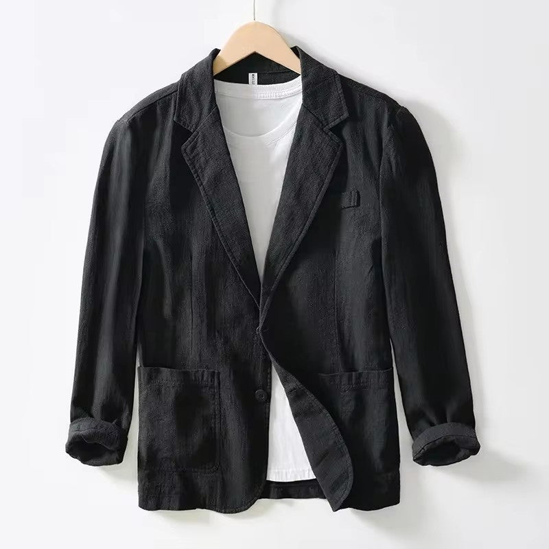 Man Blazer Thin Linen Blazer Mens Summer White Single Suit For Men Cotton Sunscreen Blazer Jacket Men Slim Fit Casual 2023 New