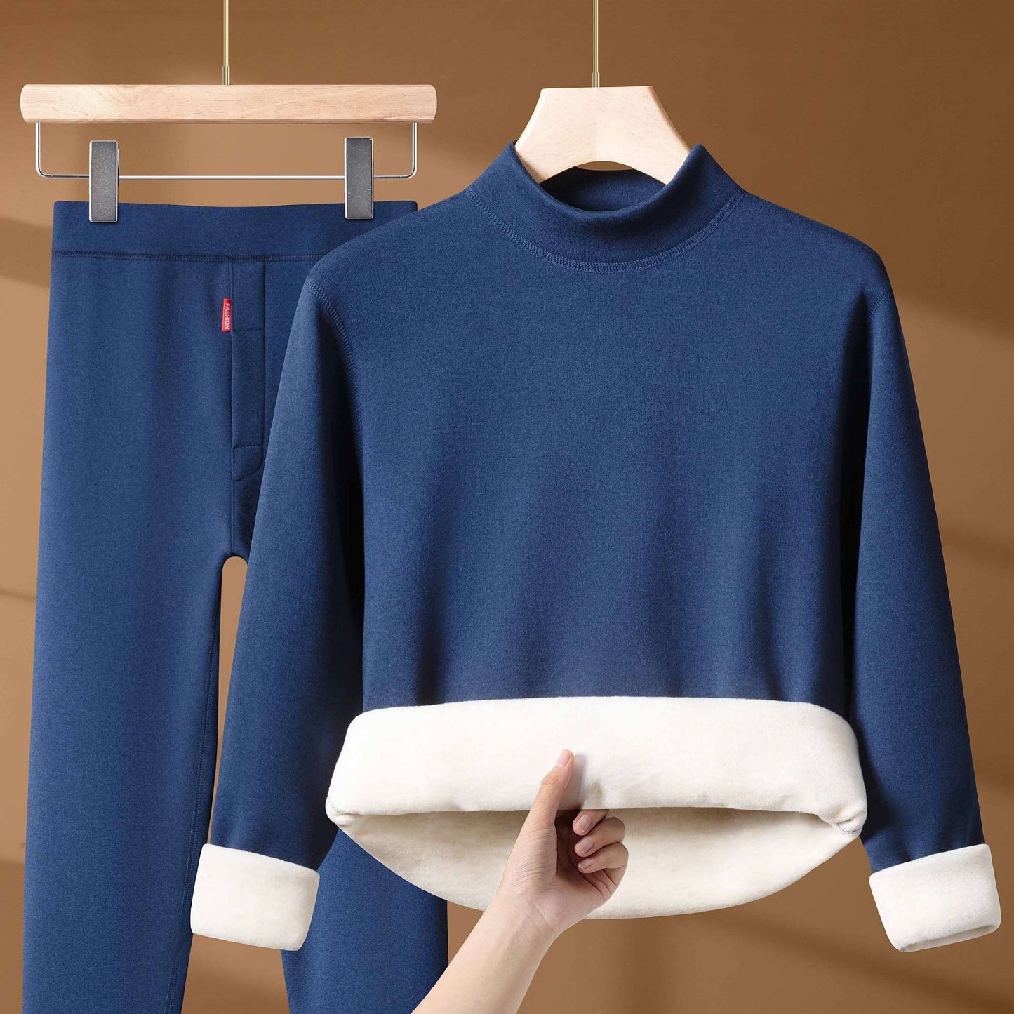 Winter Thermal Underwear Set For Men And Women Thick Velvet Lining Suitable For Wearing Cold Warm Underwear's Top And Bottoms