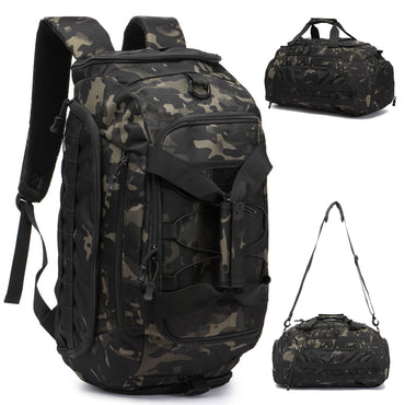 Mochila Tática de Academia com Compartimento para Calçados, Bolsa de Viagem 3 em 1 Conversível (Mochila, Mala de Mão, Bolsa Transversal) para Homens e Mulheres, para Fim de Semana ou Pernoite