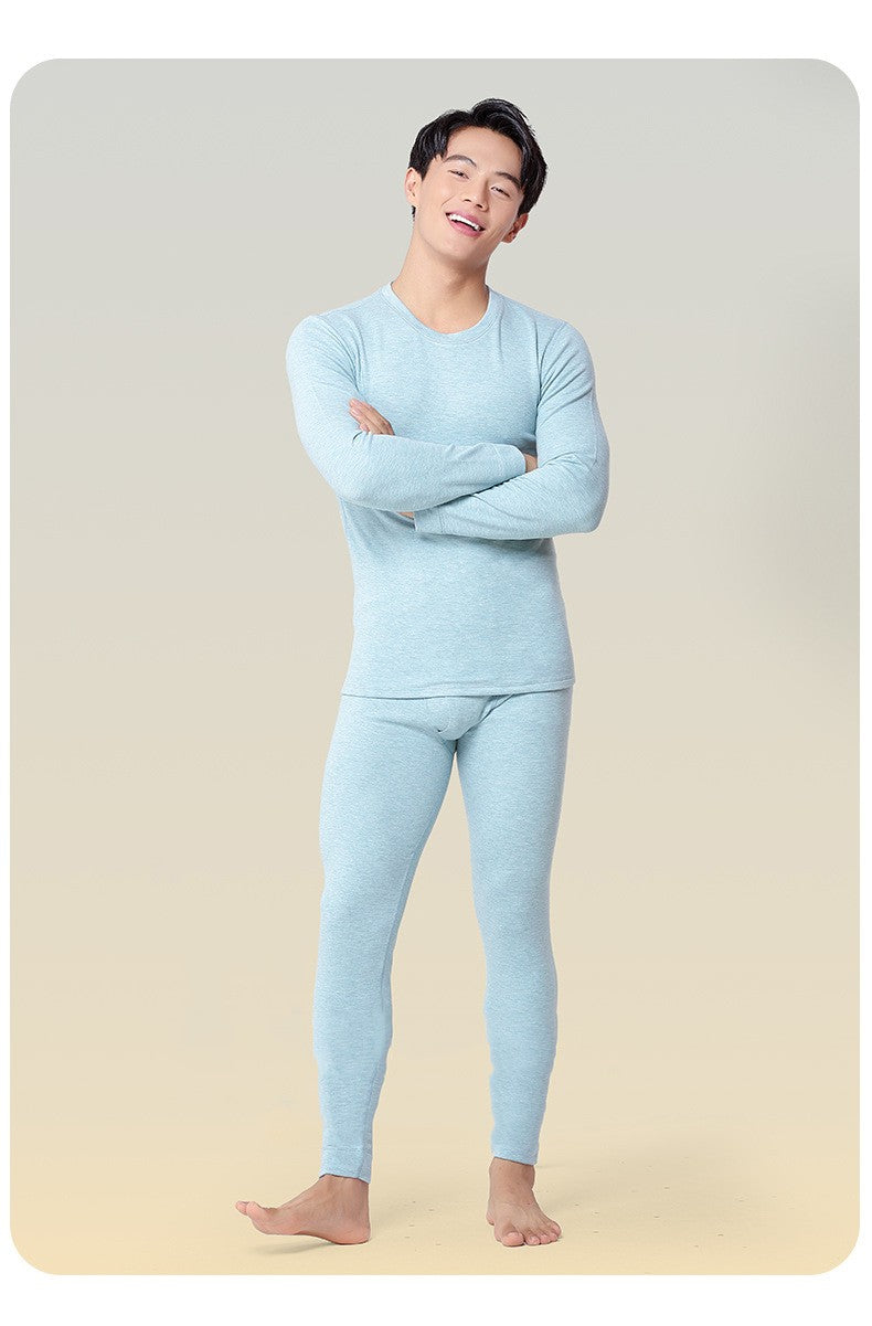 6760 Autumn Winter Keep Warm Slim Underwear Tops Pants For Men Good Quality Mulberry Silk Fleece Thicken Simple Male Sets Gift