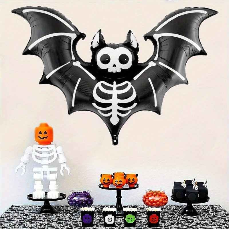 1pc Matte 59-Inch Extra Large Bat Halloween Balloon - Realistic Black & Gray Aluminum Foil Balloon , Halloween Decorations