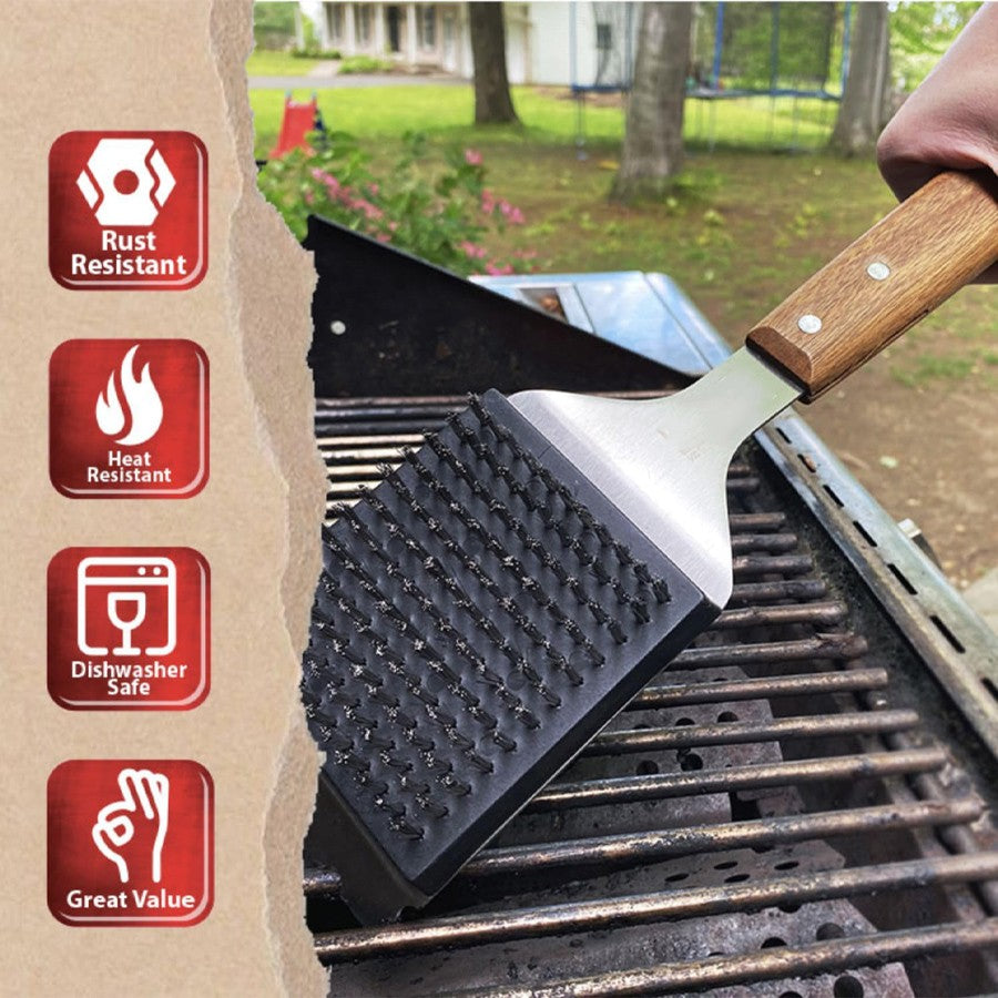 Steel BBQ Brush Grill and Scraper BBQ Cleaner Brush Perfect Tools - Rust Resistant Stainless Steel Barbecue Cleaner
