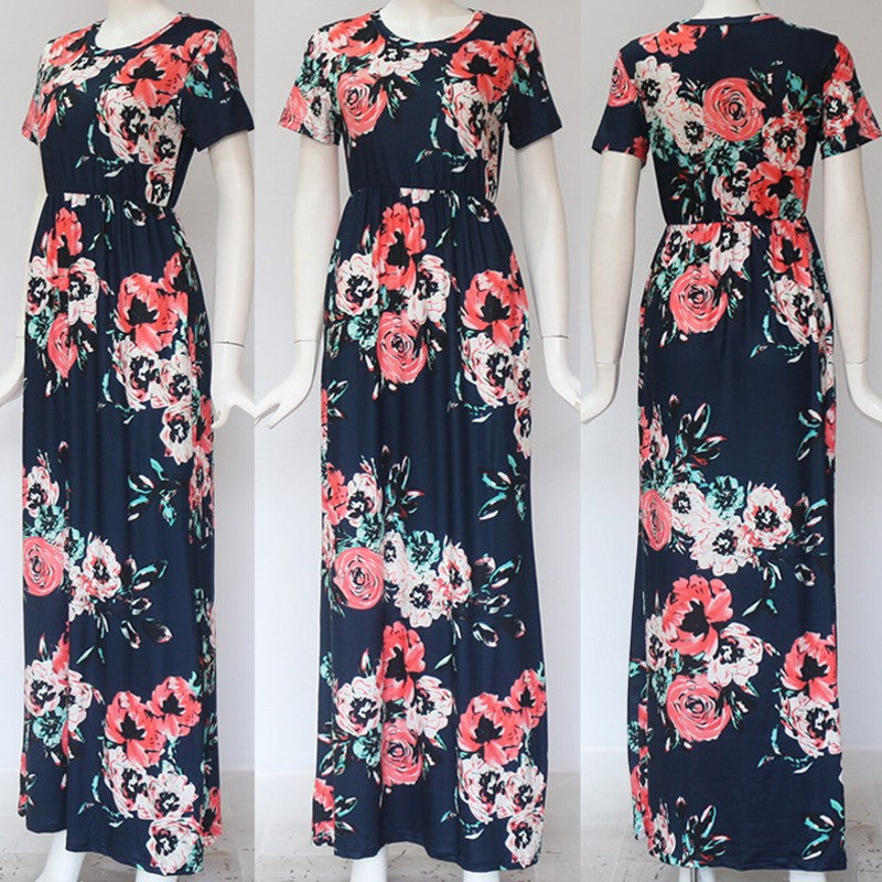 Women Summer Floral Print Maxi 2025 Loose White Boho Beach Dress Women Vintage