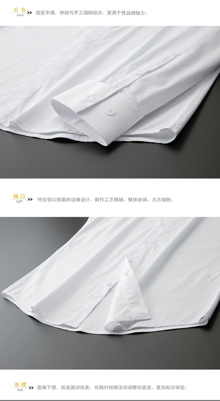 Metal Buckle Camouflage Shoulder Strap Splicing Shirt for Men High End Casual Business Men's Shirt Long Sleeve Social Streetwear