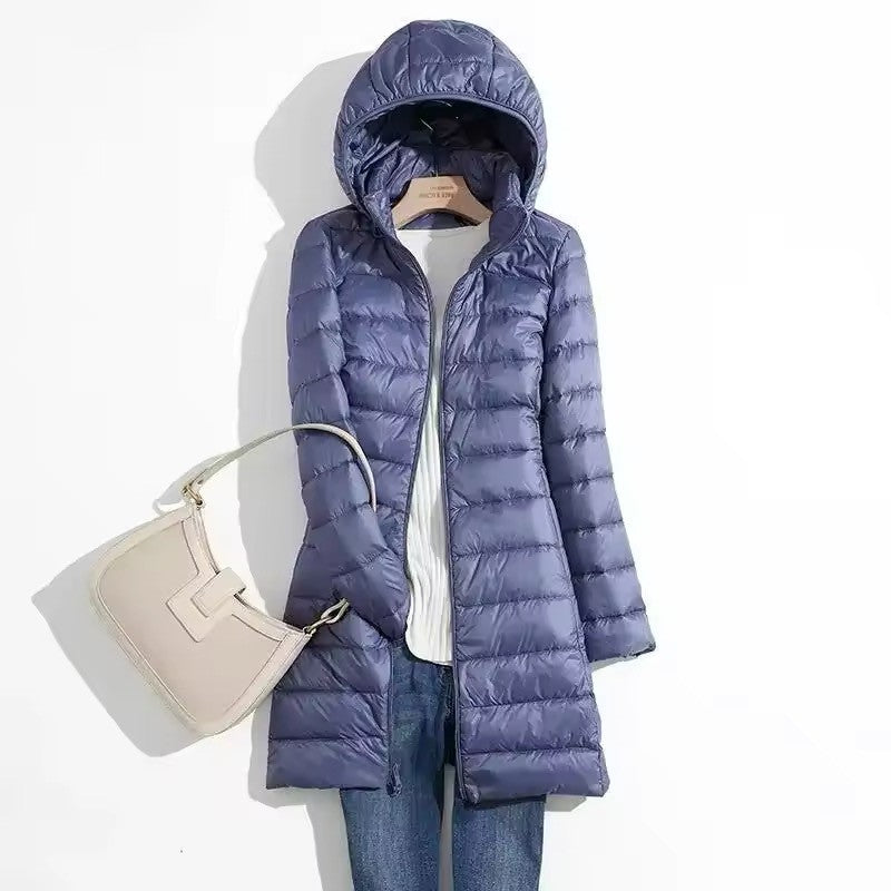 Plus Size 5xl 6xl 7xl Fall Women's Autumn Winter Ultra Lightweight Packable Long Puffer Jacket Female Hooded Korean Slim Coat
