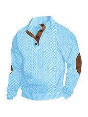 Men's European Size Jacquard Stand-Collar Long-Sleeve Hoodie - Outdoor Casual Knitwear