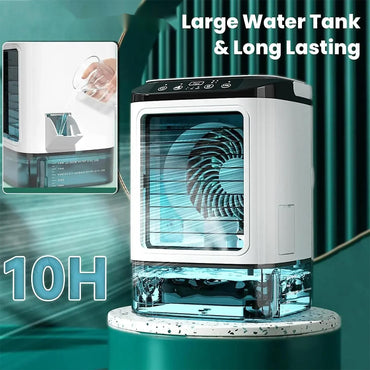 Air Conditioner Portable Fan Desktop Dual Spray Ultrasonic Atomization 3-Speed Mute Air Cooler Night Light Electric Fan for Home