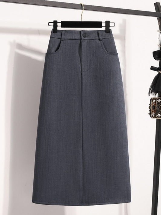 Suit Half-body Skirt Women's Large Size Autumn New Fashion Elegant Commuting Medium-length Package Hip Skirts Loose A-line Skirt