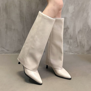 Women Chunky High Boots Pointed Toe Sexy Solid Color Design Autumn and Winter New 2024 Trend Retro Fad Woman Boots Size 35-42
