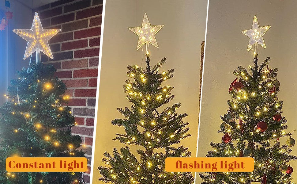15/19/23cm Christmas Tree Top Star Light LED Glowing Star Lamp Xmas Tree Decoration Home Party Supplies Navidad New Year Gift