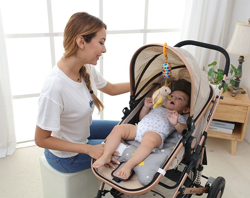 Baby Hanging Rattle Toys Sensory Soft Learning Toy Cartoon Animal Stuffed Bed Bell Toy Infant Development Handle Toy 0-24 Months