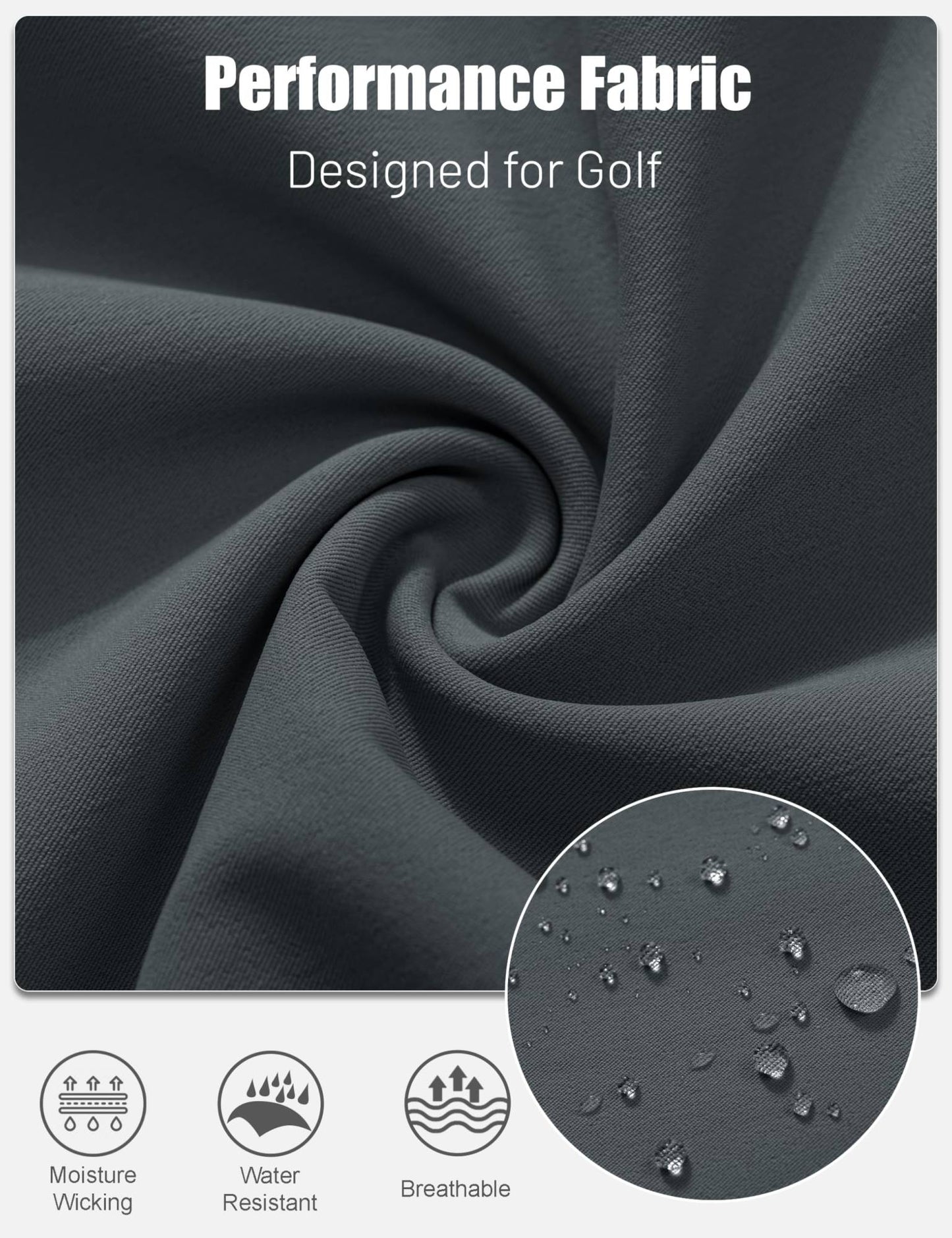 TACVASEN Golf Pants Men Stretch Lightweight Quick Dry Work Pants Waterproof Flat Front Dress Pants with 5 Pockets 30"/32"/34";;VERDADEIRO;;"Dark Grey,40W-32L