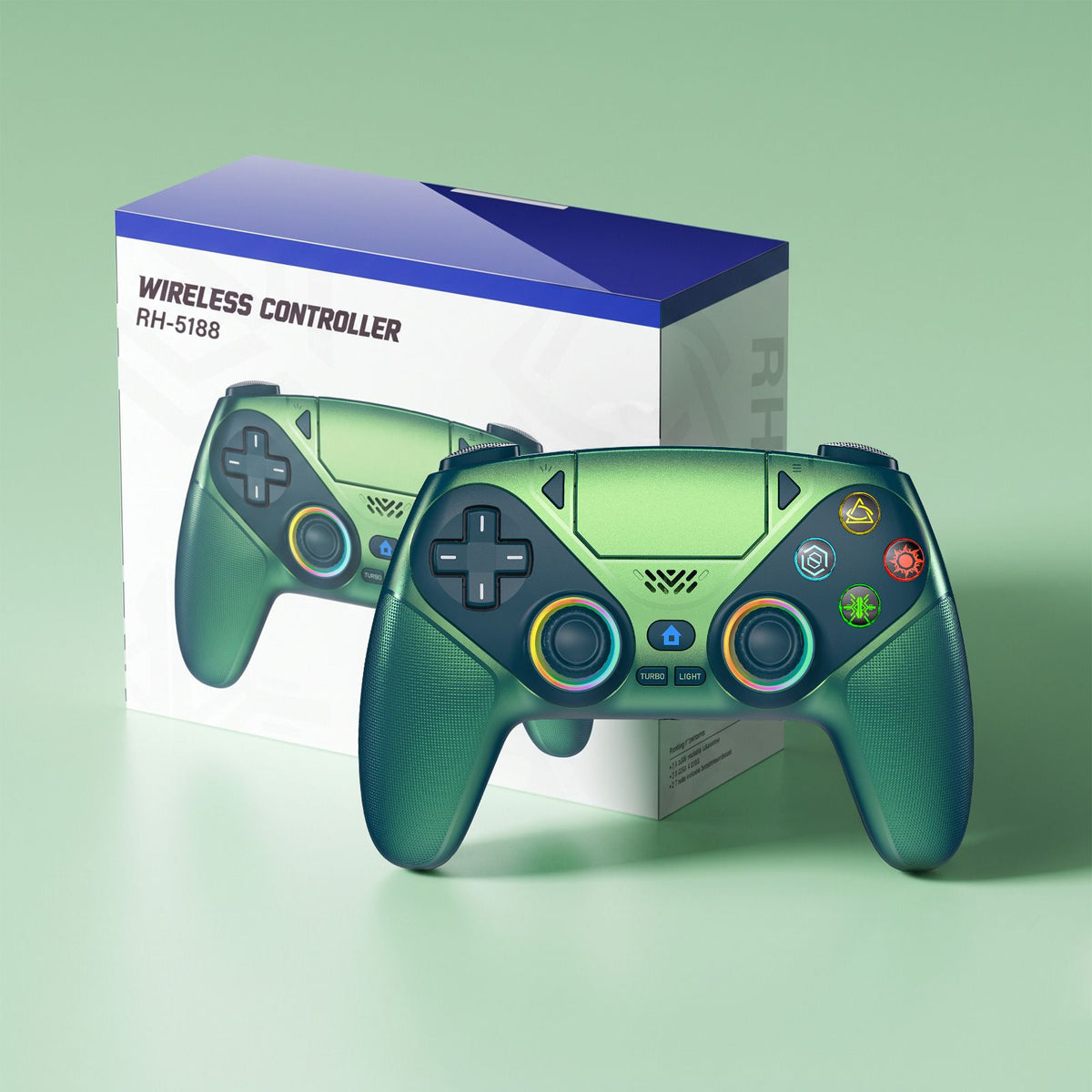 Gamepad For Playstation 5 PS5 Pro/Slim/PC,RGB Wireless Controller 6-Axis Gyro Dual Shock Turbo&Marco Programable Game Controle