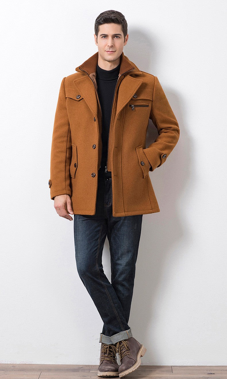 Winter Men's Jacket Oversized Wool Overcoat Solid Warm Pea Coats Thicken Casual Woolen Coat Men Clothing Parka A3F1303