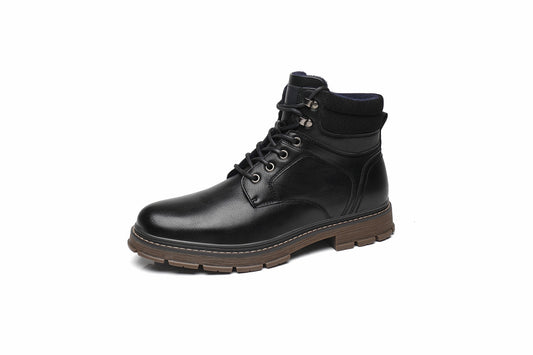 BHKH Men's Boots Winter Fashion botines Zip Lace-up Ankle Boots Vintage Business Dress Shoes Leather Casual Shoes For Men
