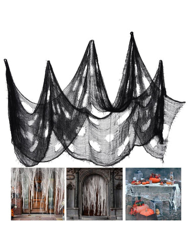 76X183 Cm Black Halloween Gauze Creepy Cloth Black Netting Spider Web Decor Halloween Horror House Party Decoration